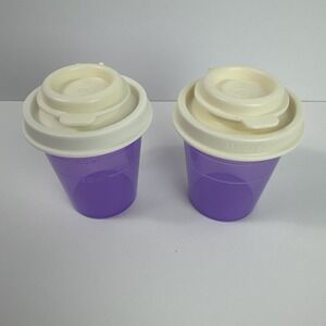 Tupperware Mini Salt and Pepper Shakers Midgets Purple New 2oz Set